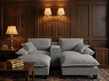 Modular Cloud Couch Sofa With Cup Holders & Storage, USB Port
