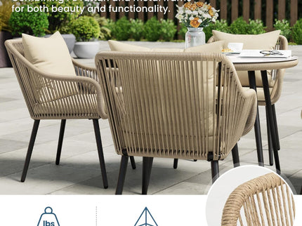 5 Piece Twisted Rattan Patio Dining Set With Table