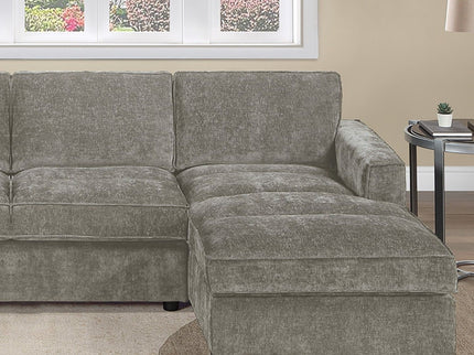 U - Sectional Sofa Upholstered LAF / RAF Chaise With Armless Loveseat And Chairs - Light Brown