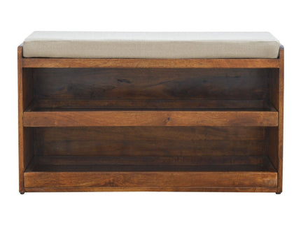 Pull Out Shoe Bench - Chestnut / Mud Linen