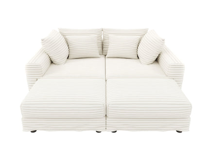 Deep Seat Convertible Sofa With Soft Pillows And Ottomans
