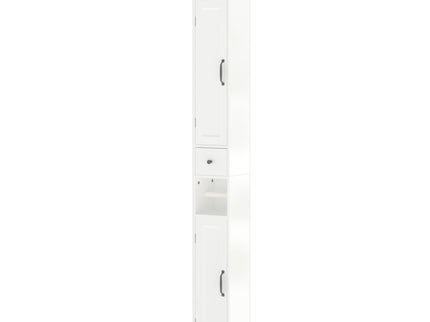 Slim Tall Bathroom Storage Cabinet With Adjustable Shelves, 2 Doors Freestanding Cabinet - White