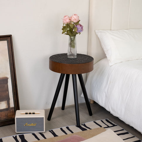 Round Coffee Table With Carved Top For Living Room