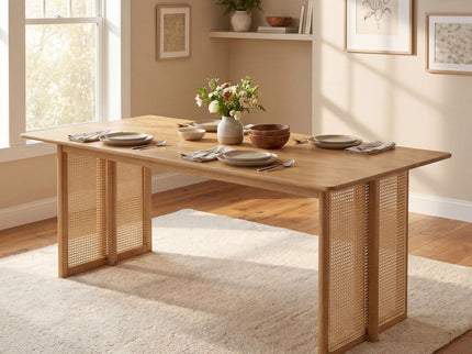 Dining Table With Rattan Accents