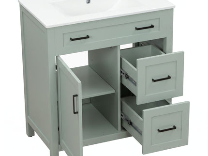 Bathroom Vanity With Sink, 2 Soft Close Drawers, 1 Soft Close Door, Adjustable Shelf