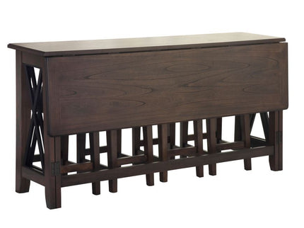 Drop Leaf Table With 4 Stools - Dark Brown