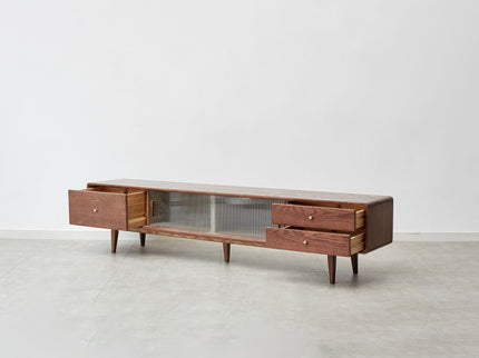 TV Cabinet With Chinese Changhong Glass Doors, Two Drawer Storage Space TV Standing