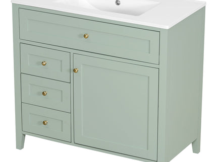 Bathroom Vanity With Sink, 3 Drawers & Cabinet With Adjustable Shelves