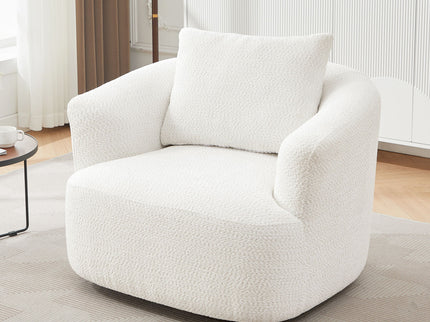 360° Swivel Barrel Sofa Chair With Throw Pillow, Upholstered Accent Chair