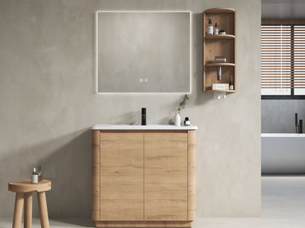 Freestanding Bathroom Vanity With Sink, 2 Soft Close Doors & Storage Rack