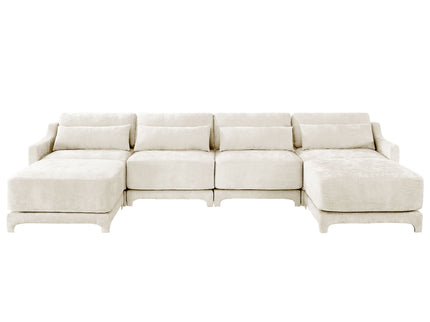 Stylish Sofa With Ottoman And Lumbar Pillows, Ergonomic Design