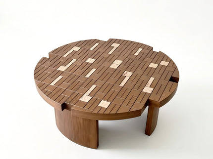 Round End Table For Living Room - Brown / Yellow