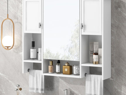 Wall Mounted Bathroom Storage Cabinet With Mirror, Medicine Cabinet With Towel Bar