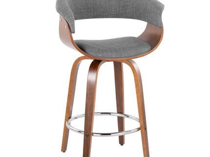 Vintage Mod - Mid Century Modern Fixed Height Counter Stool With Swivel With Round Footrest (Set of 2)