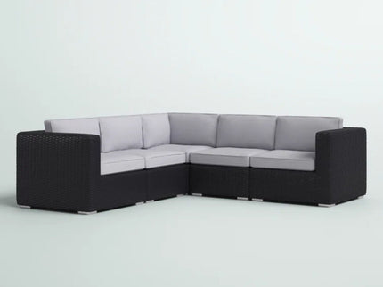 Luxurious Wicker Patio Sectional With Weather Resistant Sunbrella Cushions