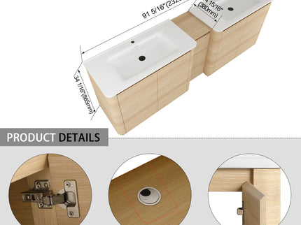 Soft Close Door Freestanding Bathroom Vanity With Sink, 1 Small Storage Cabinet