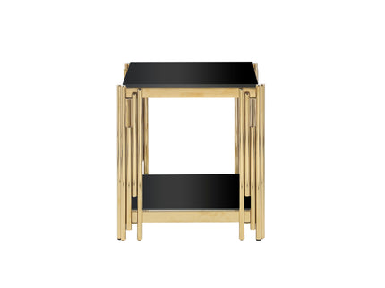 Square End Table With Tempered Glass Top For Living Room