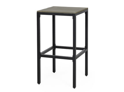Outdoor Bar Stool With Slat Design And Metal Frame (Set of 2)