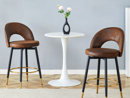 Upholstered Rotatable Bar Chair With Metal Legs For Dining Room