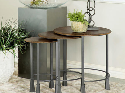 3 Piece Nesting Table Set - Brown