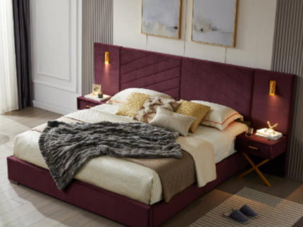 Comfortable Upholstered Bed With Vertical Channel Tufted Wingback Headboard