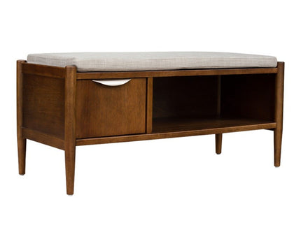 Accent Bench With Storage, Upholstered Cushion - Walnut Brown