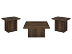 Dark Brown / 3 Pc. Coffee Table, 2 End Tables