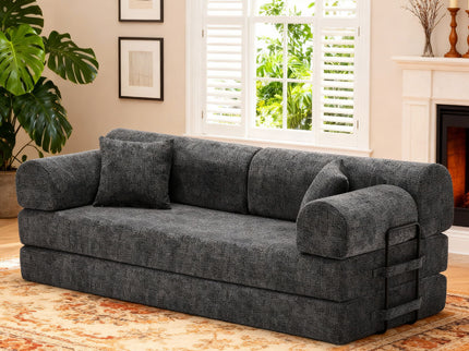 Modern 2 Tone Fabric Convertible Sleeper Sofa Bed