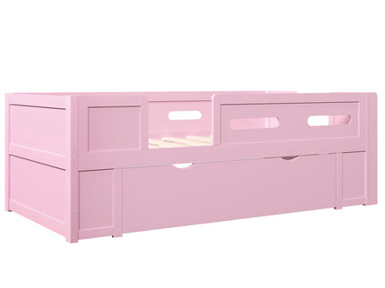 Platform Bed With Guardrail And Drawer