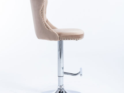 Swivel Barstools Adjusatble Seat Height From 25-33", Modern Upholstered Base Bar Stools With Backs Comfortable Tufted For Home Pub And Kitchen Island (Set of 2)
