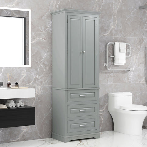 Tall Storage Cabinet With 3 Drawers For Bathroom