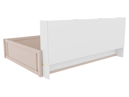 Platform Floor Bed With Guardrail Fence And Side Storage Shelves
