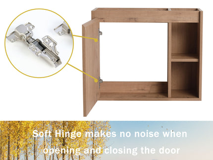 24" Wall Mounted Bathroom Vanity & Sink & Soft Close Door - Imitative Oak / White