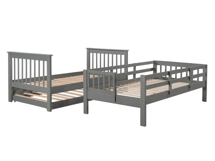 Stairway Bunk Bed With Storage And Guard Rail For Bedroom