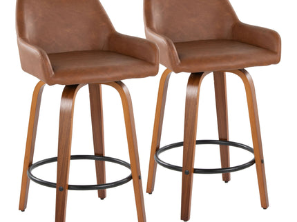 Daniella - Contemporary Fixed Height Counter Stool With Swivel With Round Footrest (Set of 2)