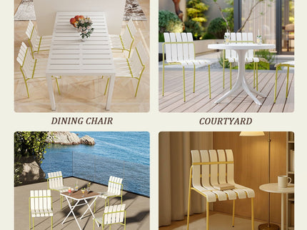 4 Piece Set Of Modern Color Block Designed Single Chairs With Round Table