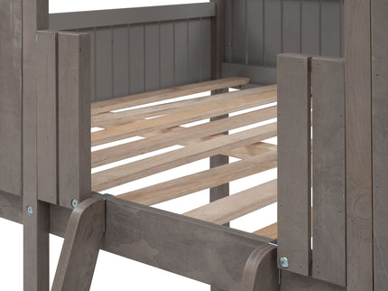 Bunk Bed With Roof, Window, Guardrail, Ladder