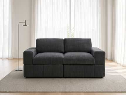 Oversized Modular Loveseat, 2 Piece Living Room Sofa Set - Dark Gray