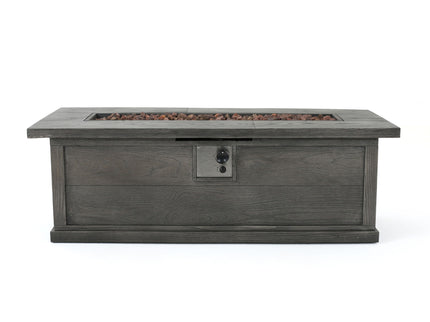Transitional Rectangular Outdoor Propane Fire Pit With 50, 000 Btu