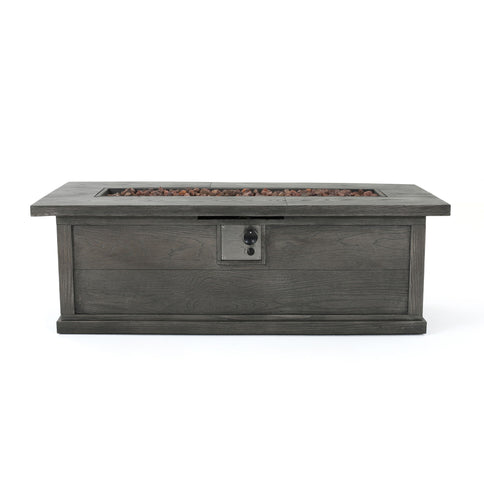 Transitional Rectangular Outdoor Propane Fire Pit With 50, 000 Btu