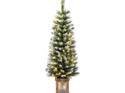 Artificial Christmas 3 Piece Set Wreath And 2 Entrance Trees With LED Lights - White / Green