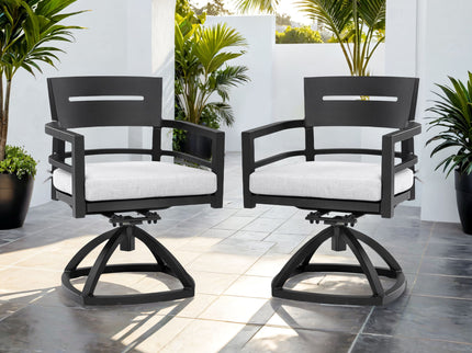 Outdoor Patio Swivel Rocker With Outdoor Grade Sunbrella Fabric Cushions (Set of 2) - Ember Black