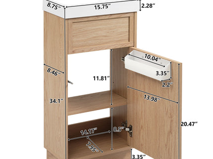 15.75" Bathroom Vanity With Reversible Resin Sink And Cabinet - Wood