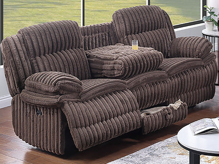 Motion Recliner Sofa With Fold-Down Table, Manual Recline, Charging Station & Cup Holders