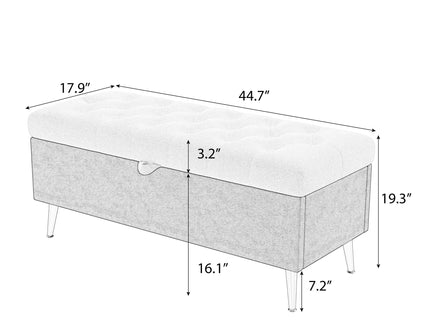 Modern Tufted Storage Ottoman Bench With Metal Legs