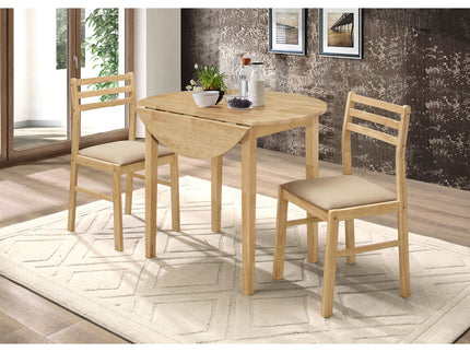 3 Piece Dining Set With Drop Leaf Table And Upholstered Chairs