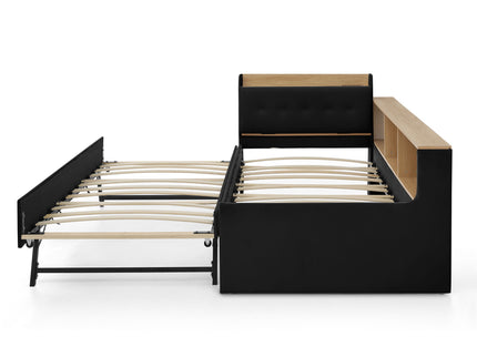 Upholstered Daybed With Storage Headboard, Wireless Charging, LED Lights