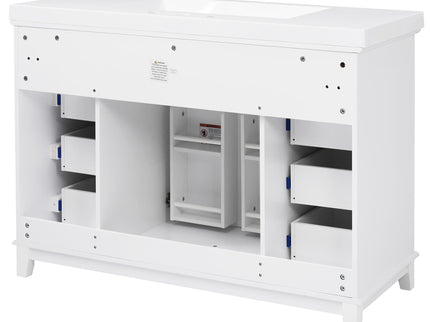 Bathroom Vanity & Sink, 6 Soft Close Drawers & Double Doors - White