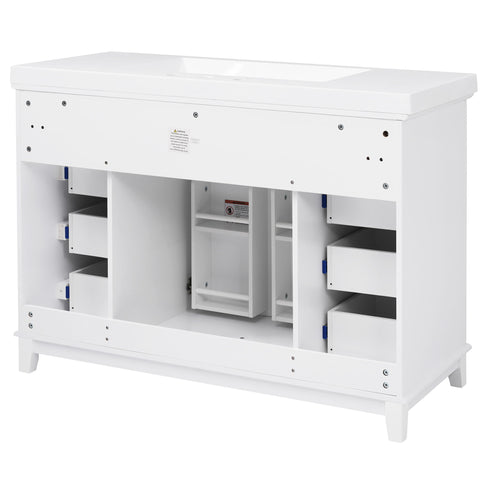 Bathroom Vanity & Sink, 6 Soft Close Drawers & Double Doors - White