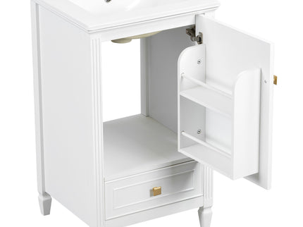 Freestanding Bathroom Vanity With Sink, Soft Closing Door, Drawer Storage - White